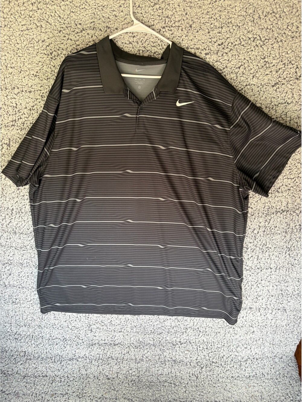Nike Dri-FIT Victory+ Golf Polo Shirt Men's 4XL Black Gray Stripe FD5828-010